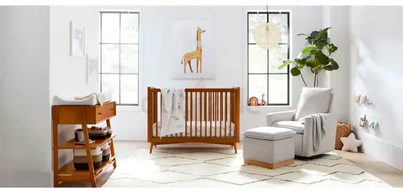 Wooden Baby Crib and Matching Changing Table Set - Mid-Century Style