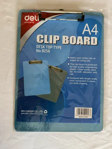 Deli Blue Transparent Clipboard with integrated rulers