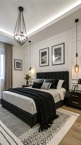 Used Modern King Bed with Upholstered Headboard - Dark Grey