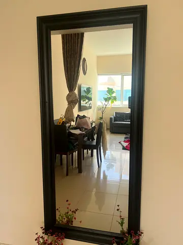 Big wall mirror with solid wood frame