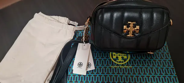 Tory Burch Quilted Black Leather Crossbody Bag - NEW Full Set