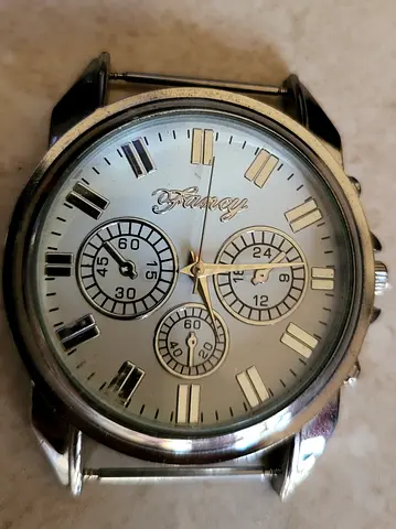 4 Mens silver analog wrist watches (no strap) - brand: Fancy