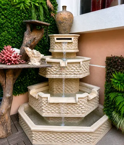 3-Tier Stone Outdoor Water Fountain
