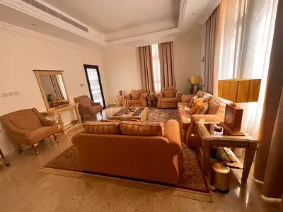 Beige Classic 3-Piece Sofa Set with Armchairs and Coffee Table