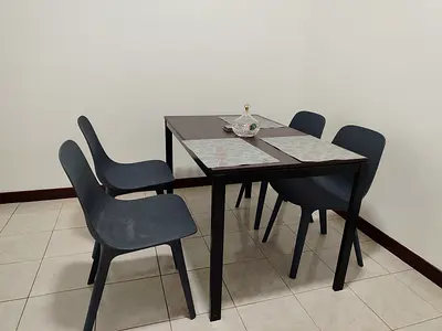 Compact 4-Seater Dining Table with 4 Chairs - Dark Wood Finish