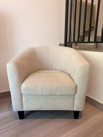 Light Beige Fabric Armchair — Cozy Single-Seater