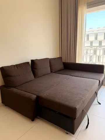 URGENT SALE!! Brown L-shaped Sofa Bed with Storage - Good Condition