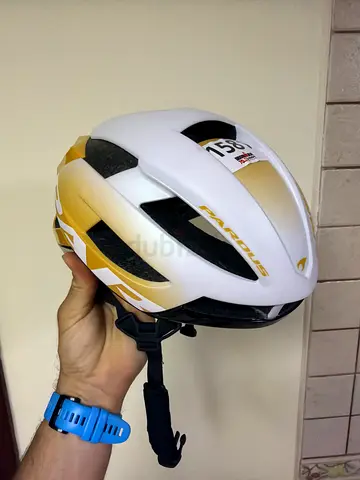 White  Gold Cycling Helmet - Medium, Lightweight, Good Condition
