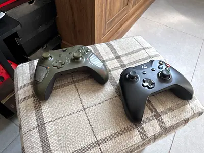 Two Microsoft Xbox Wireless Controllers (Black + Green - Limited Edition) - Good Excellet Condition