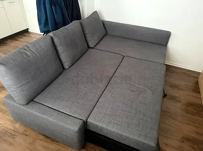 Grey L-shaped Sofa Bed - Compact Corner Sofa with Storage