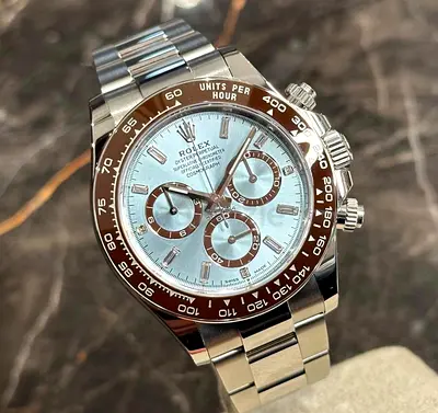 Rolex Daytona Ice Blue Dial with Brown Cerachrom Bezel - oyster Platinum very rare