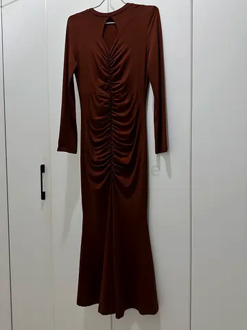 Brown long sleeve long dress, Size M