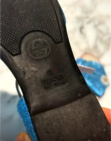 Authentic Gucci blue glitter flat sandals - used