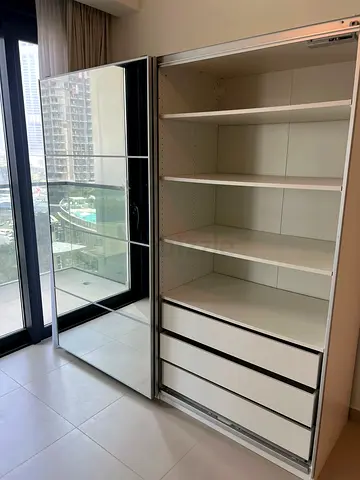 White Built-in Wardrobe with Mirrored Sliding Door - Good Condition