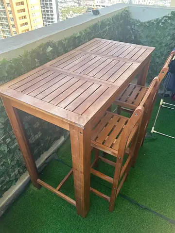 Wooden high table and chairs set