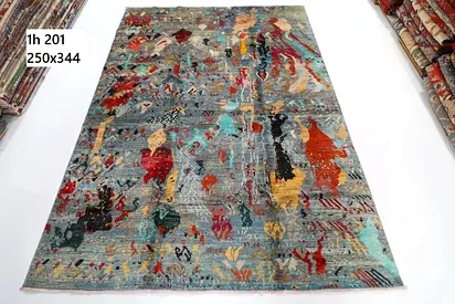 9x12 ft Hand knotted Afghan Colorful Abstract Modern Rug – 250 x 344 cm