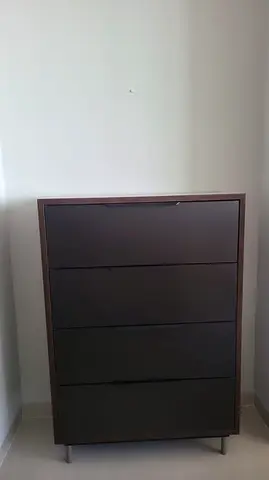 Wooden 4-Drawer Chest / Dresser - Dark Brown, Good Condition