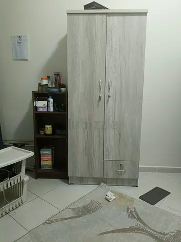 Used 2-door Wardrobe with Drawer - Light Wood Finish
