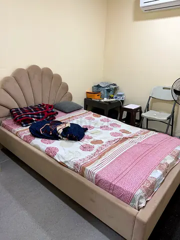 Used King/Queen Bed Frame with Upholstered Headboard - Good Condition