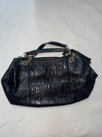 Carolina Herrera Black Monogram Leather Chain Hobo