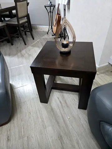Solid Dark Wood Center and  Side Table- Sturdy Square Design