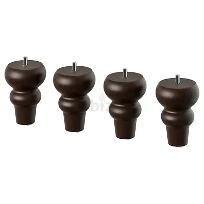 Set of 4 Dark Wood Sofa/Bed Legs (Replacement)