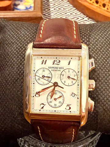 — Raymond Weil Don Giovanni White Arabic Chronograph 4873-brown leather strap