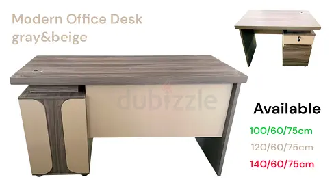 Modern Office Desk - Gray  Beige (Available in 100/120/140cm)
