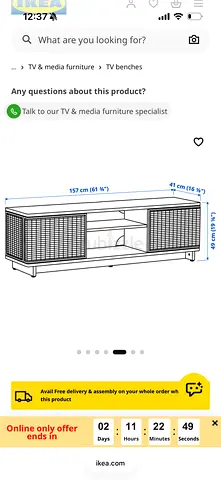 IKEA TV bench / media console (157 cm) - excellent condition NEGOTIABLE