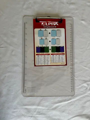 Alpha Transparent Acrylic Clipboard with integrated rulers