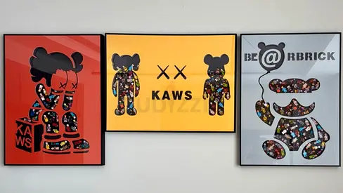 KAWS x BE@RBRICK Triptych Framed Art Prints 500 for each canvas