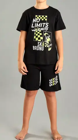 Black No Limits Skate Graphic T-Shirt and Shorts Set - Boys, Size Approx 8-10