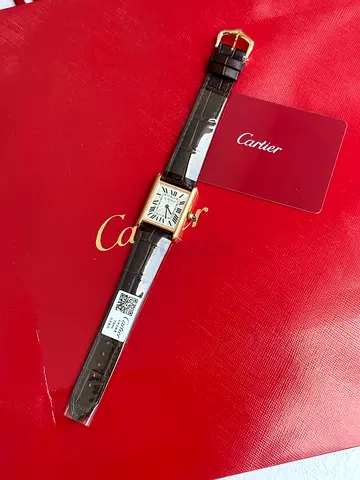 Cartier Tank Solo 28mm Gold-Plated Womens Watch with Brown Leather Strap