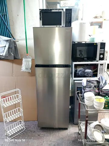 Stainless Steel Double-Door Refrigerator - Good Working Condition