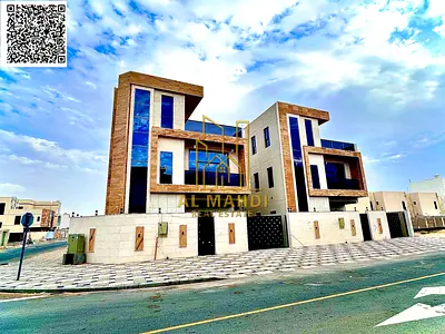 Excellent villa in Al Bahia area, Ajman, with a private pool, distinctive design, freehold ownership for all nationalities.