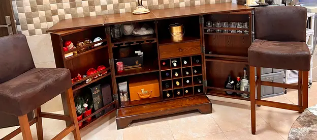 Solid Wood Sideboard / Bar Cabinet with Wine Rack and Storage