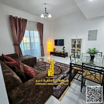 Furnished one-bedroom apartment for rent in Ajman, clean and tidy furnishings, on the Ajman Corniche. All bills and internet included. Fully furnished