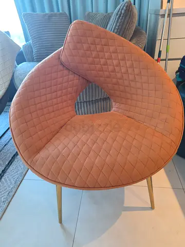 Orange Quilted Accent Chair with Gold Legs
