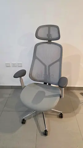Ergonomic Mesh Office Chair with Headrest — Light Grey