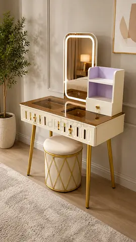 Modern Vanity Dressing Table with Mirror and Stool
