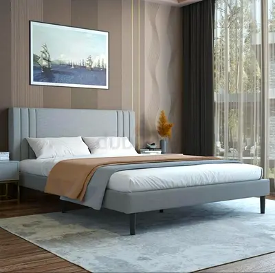 Cayra Upholstered Bed King 180 × 200-Light Grey-Elegant Upholstered Bed with Channel Tufted