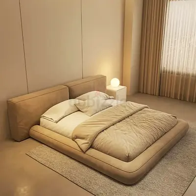 Leather fabric upholstered super king thick bed frame