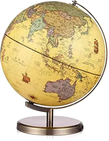Vintage-Style Decorative World Globe on Brass Stand