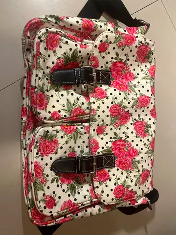 Floral Canvas Messenger Bag with Dual Front Pockets