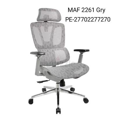 Ergonomic Grey Mesh Office Chair with Headrest (Adjustable)