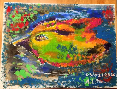 Original Colorful Abstract Painting on Canvas Board (x-large sized)