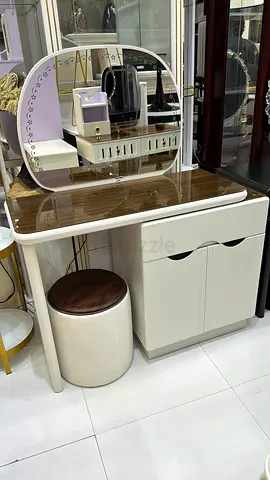 Small vanity dressing table with mirror and stool