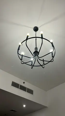 Black metal chandelier — 6-arm modern farmhouse pendant light