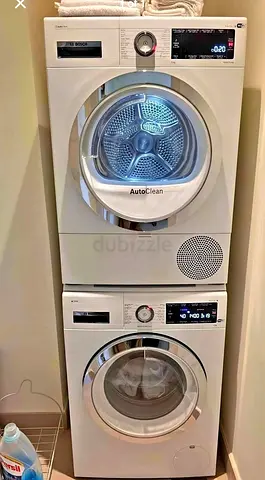 Bosch series8 Washer and Dryer Set - White, Good Condition