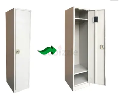 Single Metal Locker Wardrobe - 1-Door Steel Storage Locker